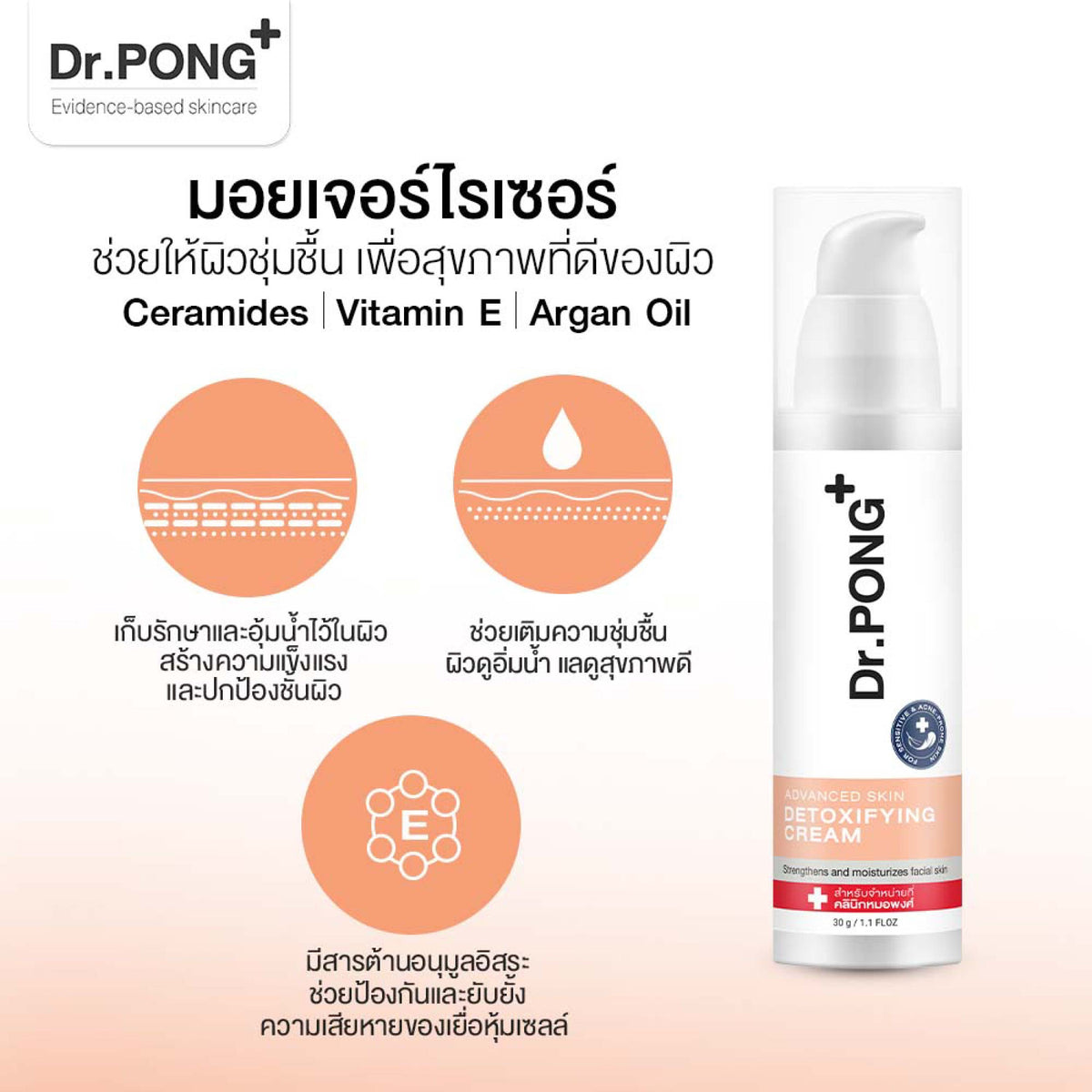 Dr.PONG Advanced Skin Detoxifying 30 ml ครีมพักหน้า ครีมบำรุงผิวหน้า