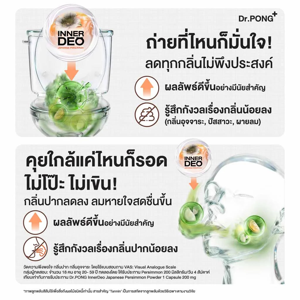 Dr.PONG InnerDeo Japanese Persimmon Powder อาหารเสริมลดกลิ่นกาย กลิ่นแก่ กลิ่นปาก