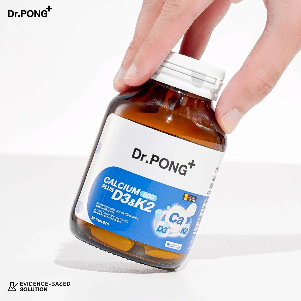 Dr.PONG CALCIUM 500 PLUS D3 & K2 แคลเซียม + D3  K2 เสริมกระดูกแข็งแรง ป้องกันกระดูกพรุน ดูดซึมง่าย