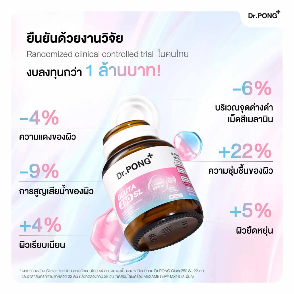 Dr.PONG GLUTA 250 SL กลูตาไธโอนเพื่อผิวกระจ่างใส สูตร Sublingual