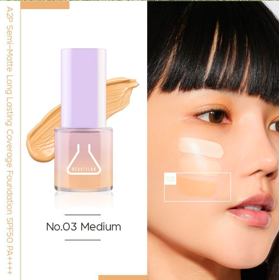 BEAUTILAB_A2P SEMI-MATTE LONG LASTING COVERAGE FOUNDATION SPF50 PA++++_No.03_30ml