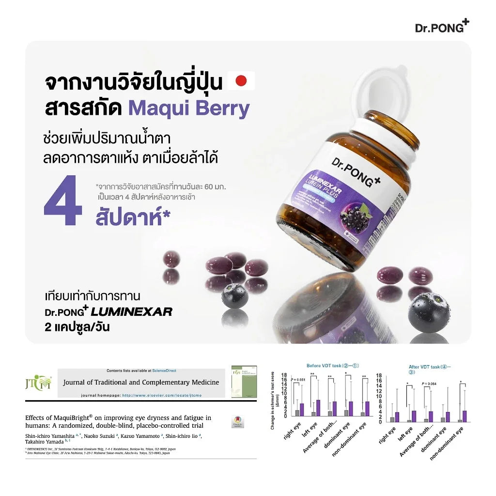 Dr.PONG Luminexar Lutein Plus Maquiberry Extract ดอกเตอร์พงศ์ ลูมิเน็กซาร์ ลูทีน พลัส มากิเบอร์รี่ เอ็กซ์แทรคต์