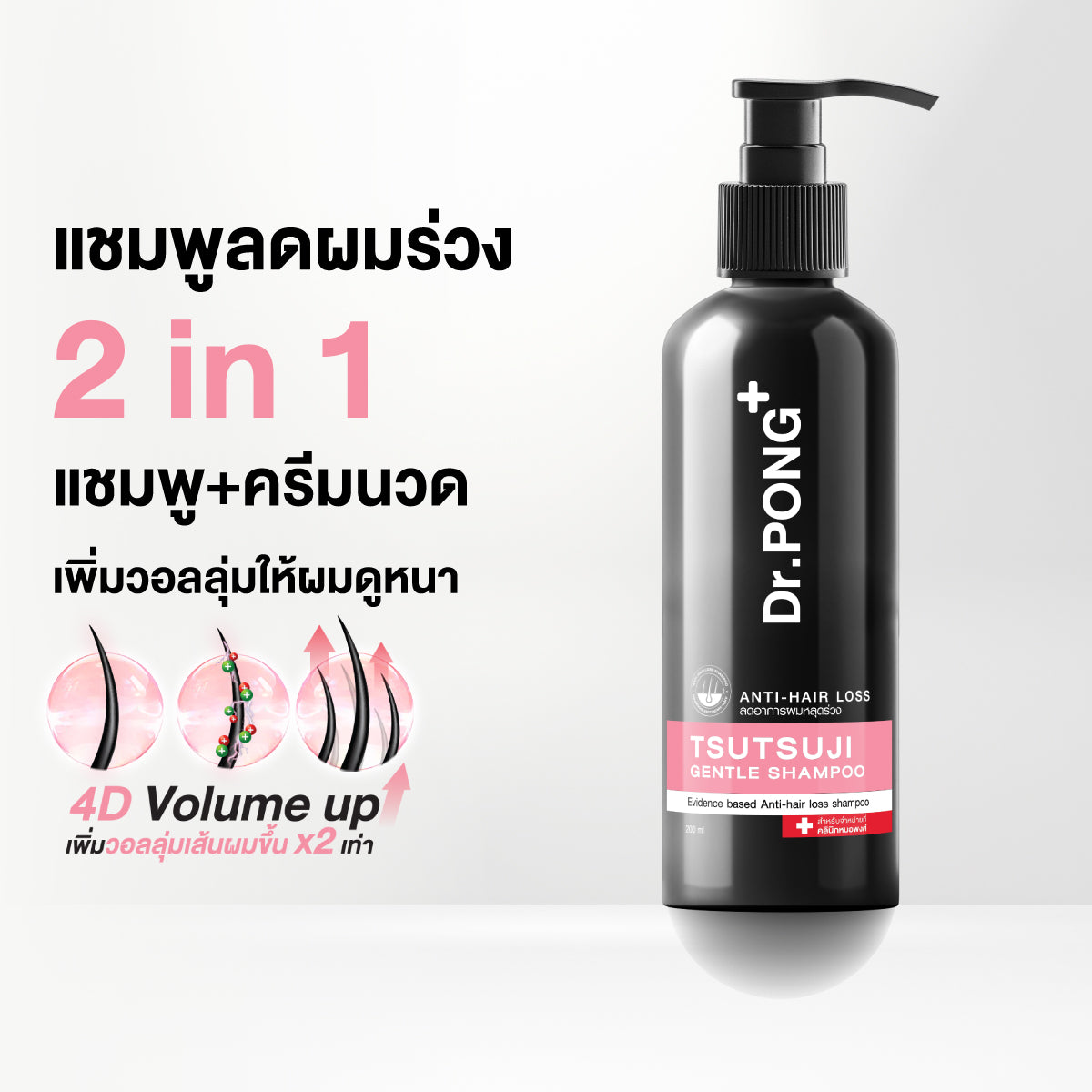 Dr.PONG Tsutsuji Gentel Shampoo แชมพูลดผมร่วง 200 ml