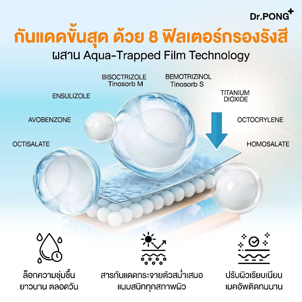 Dr.PONG H2O Hydrating UV Milk Sunscreen กันแดดน้ำนม เนื้อบางเบา ชุ่มชื้น กันน้ำ กันเหงื่อ กันฝุ่น