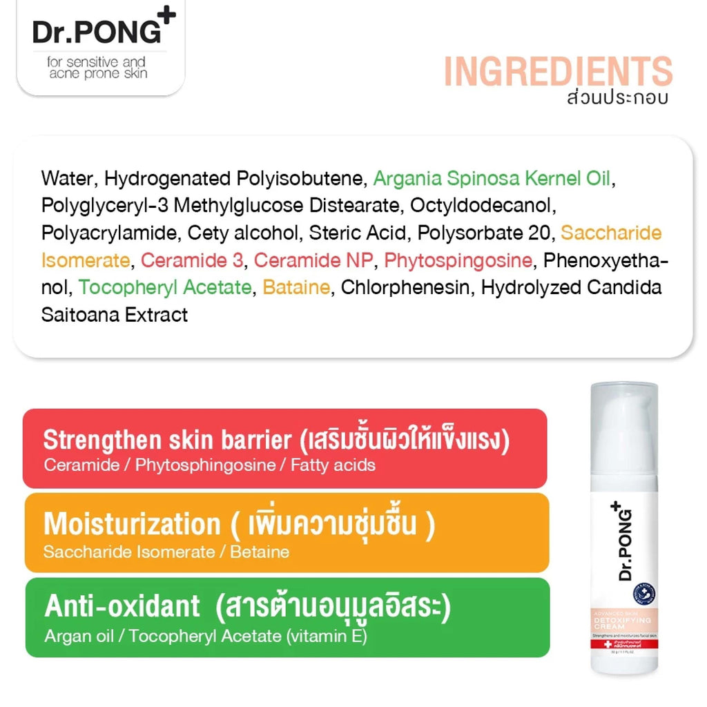 Dr.PONG Advanced Skin Detoxifying 30 ml ครีมพักหน้า ครีมบำรุงผิวหน้า
