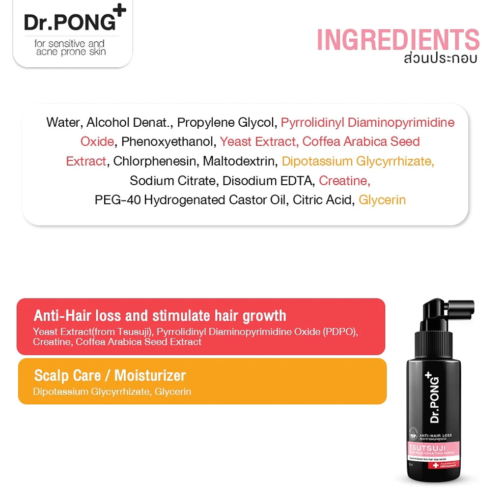 Dr.PONG TSUTSUJI HAIR REJUVENATING SERUM - anti-hairloss serum เซรั่มบำรุงผม ลดผมร่วง