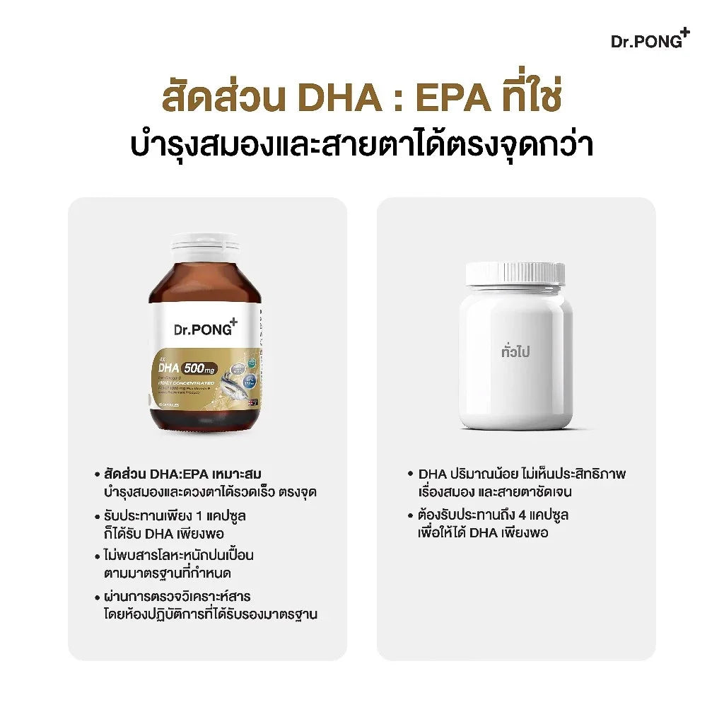 Dr.PONG_4X DHA 500 MG FROM OMEGA-3 HIGHLY CONCENTRATED FISH OIL 1000 MG PLUS VITAMIN E_60CAPSULES