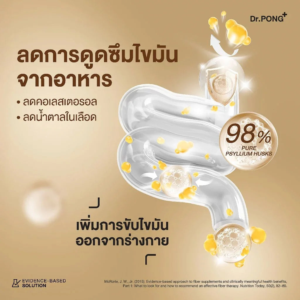 Dr.PONG Psyllium Husks Daily Fiber ไซเลียมฮัสก์ ขับถ่ายดี แก้ท้องผูก คุมหิว อิ่มนาน